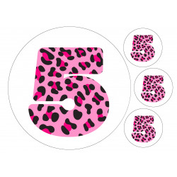 Pink Leopard Five - edible cake decoration