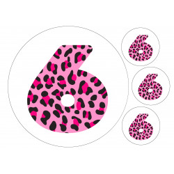 Pinkki Leopardi Kuusi - syötävä kakkukoriste