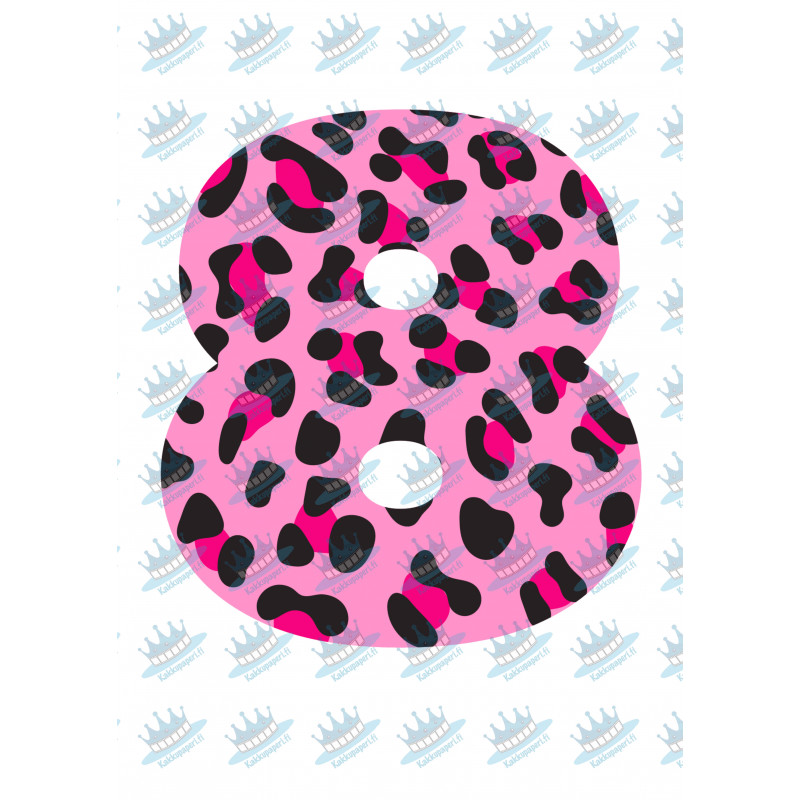 Pinkki Leopardi Kahdeksan - syötävä kakkukoriste
