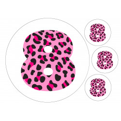 Pinkki Leopardi Kahdeksan - syötävä kakkukoriste