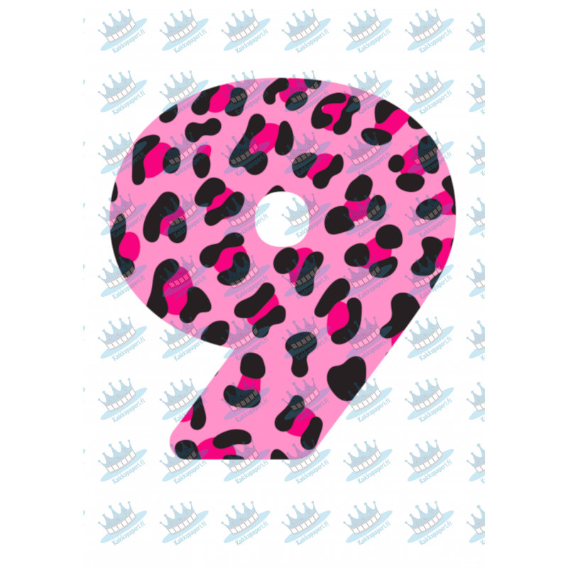 Pinkki Leopardi Yhdeksän - syötävä kakkukoriste