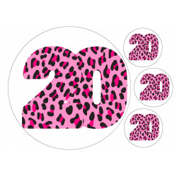 Pinkki leopardi kaksikymmentä pyöreä kakkukuva