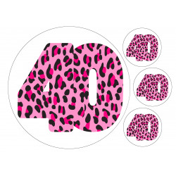 Pinkki leopardi neljäkymmentä pyöreä kakkukuva