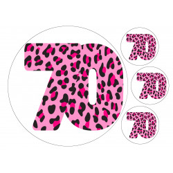 Pinkki Leopardi seitsemänkymmentä - syötävä pyöreä kakkukuva