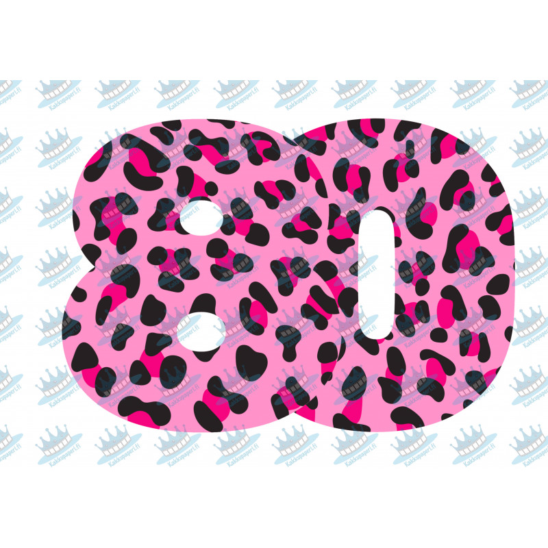 Pinkki Leopardi kahdeksankymmentä - syötävä kakkukoriste