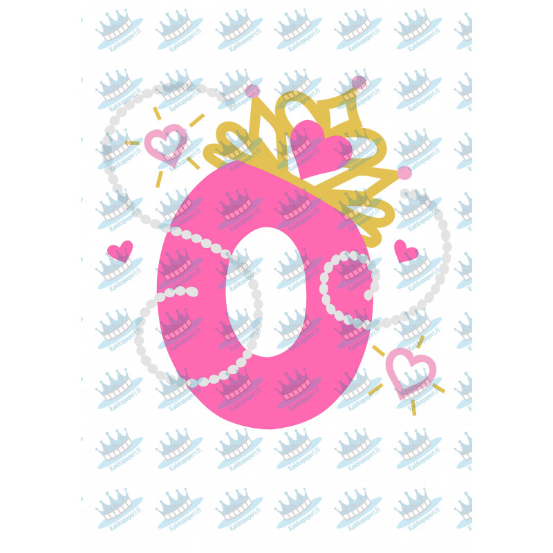 Pinkki helmi prinsessanumero nolla - suorakaide syötävä kakkukuva