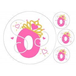 Pinkki helmi prinsessanumero nolla - pyöreä syötävä kakkukuva