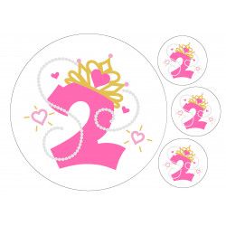 Pinkki helmi prinsessanumero kaksi - pyöreä syötävä kakkukuva