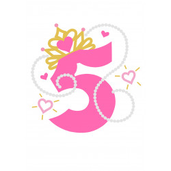 Pinkki helmi prinsessanumero viisi - suorakaide syötävä kakkukuva