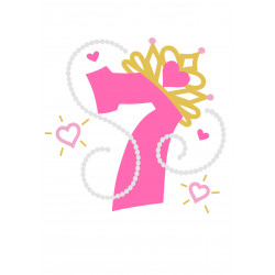 Pinkki helmi prinsessanumero seitsemän - suorakaide syötävä kakkukuva