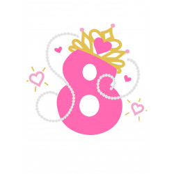 Pinkki helmi prinsessanumero kahdeksan - suorakaide syötävä kakkukuva