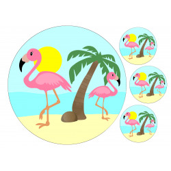 Safari animals Flamingos round