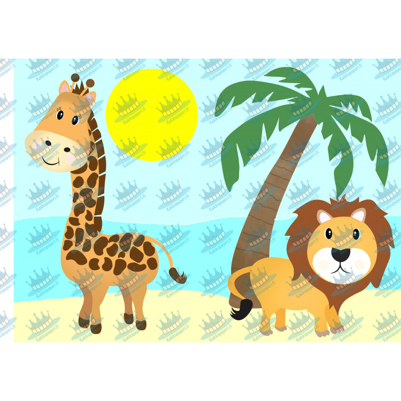 Safaridjur giraff och lejon