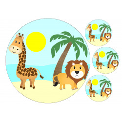 Safaridjur giraff och lejon