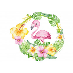 Flamingo och exotiska blommor